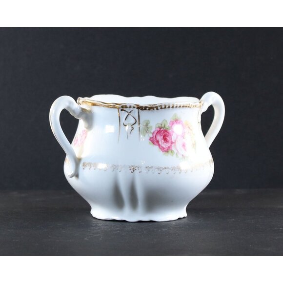 Three Crown China Sugar Bowl No Lid Rose Pattern Made in Germany 1950s - Picture 4 of 11